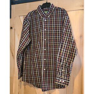 VTG Orvis Mens XL Button Down Shirt Brown Plaid Cotton
